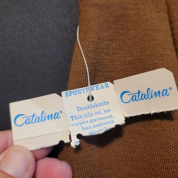 Vintage Catalina Wool Doubleknit A Line Skirt Brown Pull On Tag Size 9 10 - Picture 3 of 6